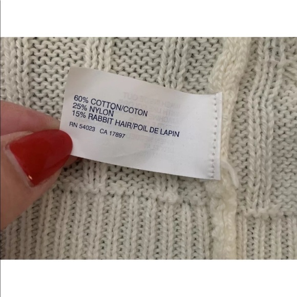 Gap Women’s M Medium Cream Off-White Hoodie Cable Sweater - Picture 5 of 5